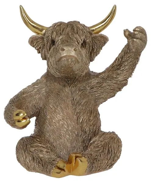 Suport pentru sticle Nemesis Now Adult: Gothic - Gold Highland Cow, 26.8 cm