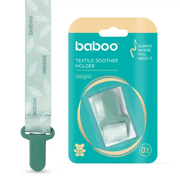 Suport pentru suzeta din material textil Baboo Verde 0 luni+
