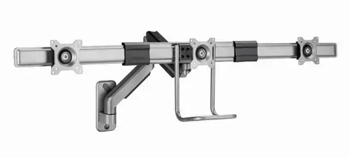 Suport perete pentru 3 monitoare Gembird MA-WA3-01, 17”-27”, 18 kg, VESA 75x75/100x100 (Argintiu)