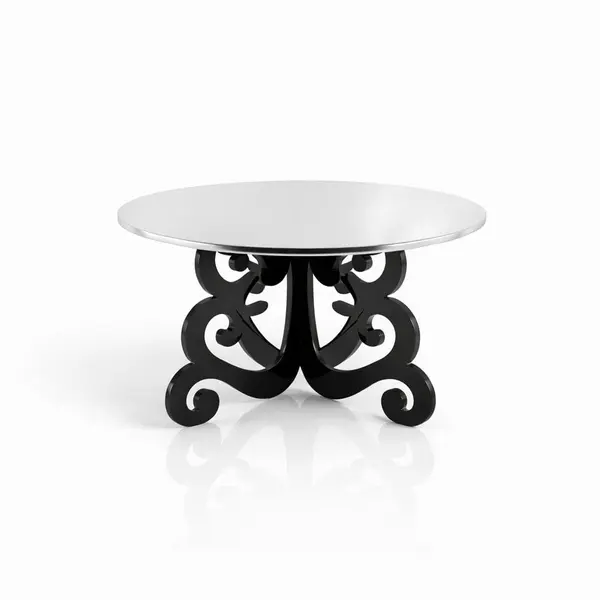 Suport prajituri / candy bar, plexiglas negru / argintiu, diametru 28 cm, reutilizabil, demontabil