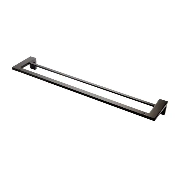 Suport prosop baie dublu FDesign Piazza, 60 cm, negru mat
