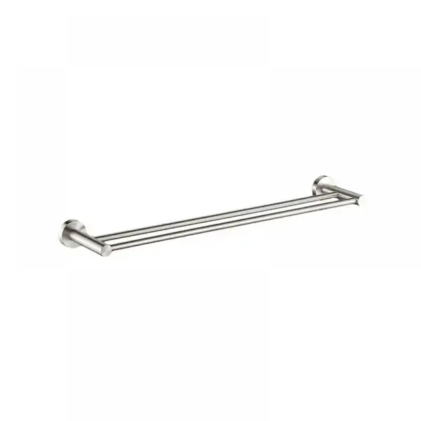 Suport prosop baie, Momali, dublu, cu fixare ascunsa pe perete, otel inoxidabil, dimensiune 600x60 mm