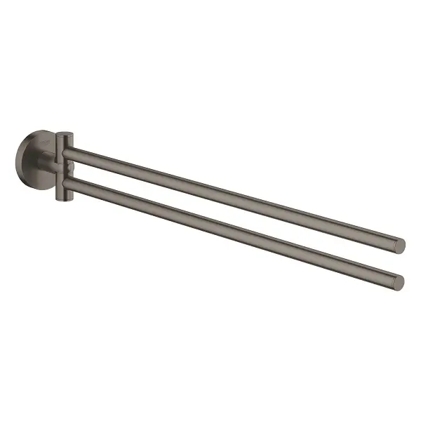Suport prosop Grohe Essentials 40371AL1, 449 mm, 2 brate, pivotant, fixare ascunsa, mat, Hard Graphite