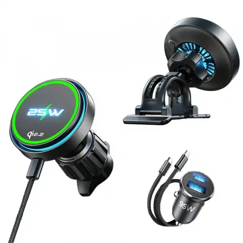 Suport si Incarcator Auto Wireless Lisen W116, 25W, YL0225060018 (Negru)