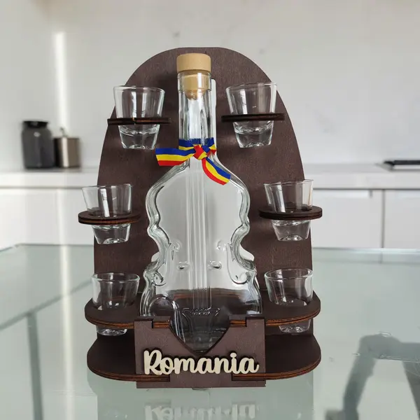 Suport Sticla Vioara cu pahare Romania SVR111