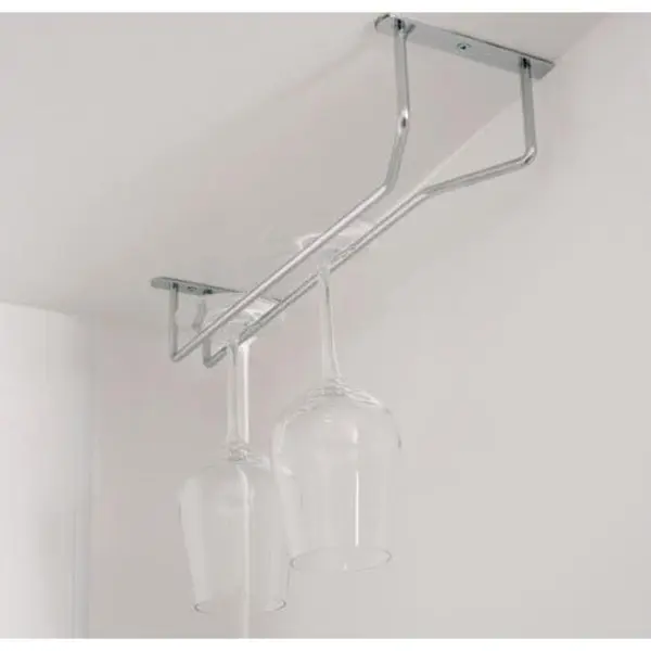 Suport Suspendat pentru Pahare, 1 Rand, 340x105x70 mm, Finisaj Crom Lucios