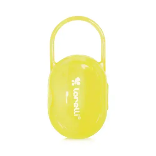 Suport transparent cu maner pentru 2 suzete sau tetine, Lorelli, Yellow
