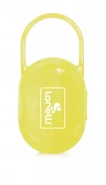 Suport transparent cu maner pentru 2 suzete sau tetine Yellow