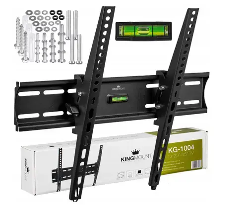Suport TV de Perete KingMount KG-1004, Universal, Diagonala 23”- 65”, Max 45kg, Vesa 100x100 – 400x400, Negru