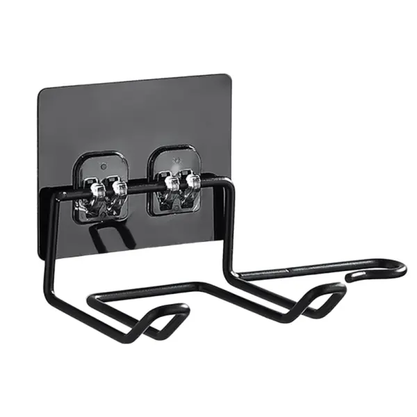 Suport Uscator de Par, Zamo®, Montare Usoara in Perete prin Sistem Autoadeziv, 18x4.8x7cm, Culoare Neagra