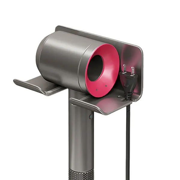 Suport Uscator de Par, Zamo®, Montare Usoara in Perete prin Sistem Autoadeziv, 15x8x6 cm, Culoare Gri