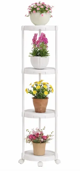 Suport vertical pentru ghivece 4 niveluri Alb 132x31 cm Ideal pentru Plante de Interior si Exterior