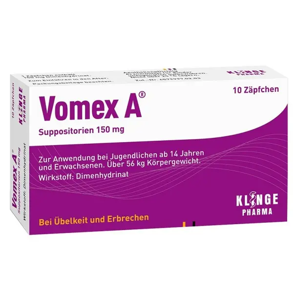Supozitoare, Klinge Pharma, Vomex A, pentru Adulti, Impotriva Raului de Miscare, 150mg, 10 buc