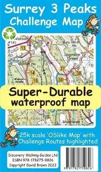 Surrey 3 Peaks Challenge Map and Guide, Sheet Map/David Brawn