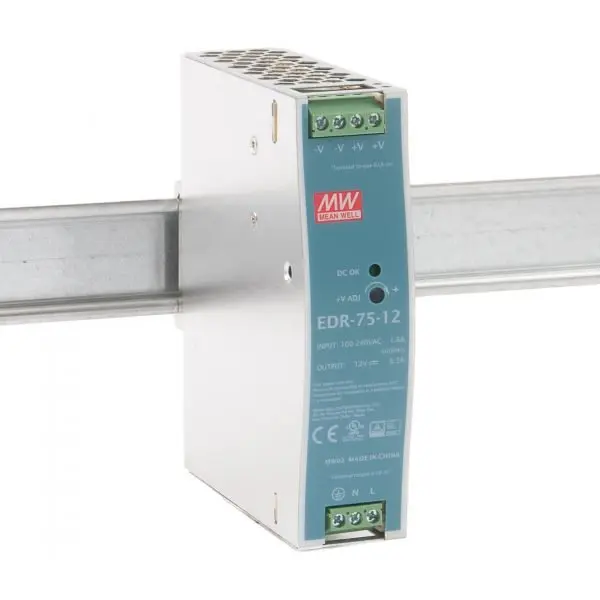 Sursa AC/DC 12V/6.3A pentru sina DIN MeanWell EDR-75-12