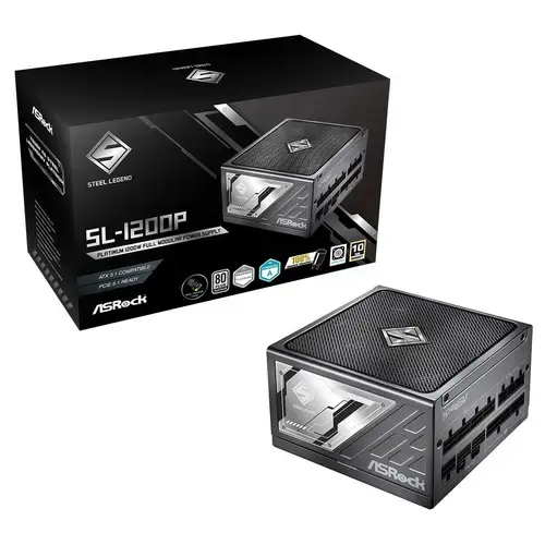 Sursa ASRock Steel Legend SL-1200G, 1200W, 80 PLUS Gold / Cybenetics Platinum, Full Modulara, 13.5cm, ATX 3.1 (Negru)