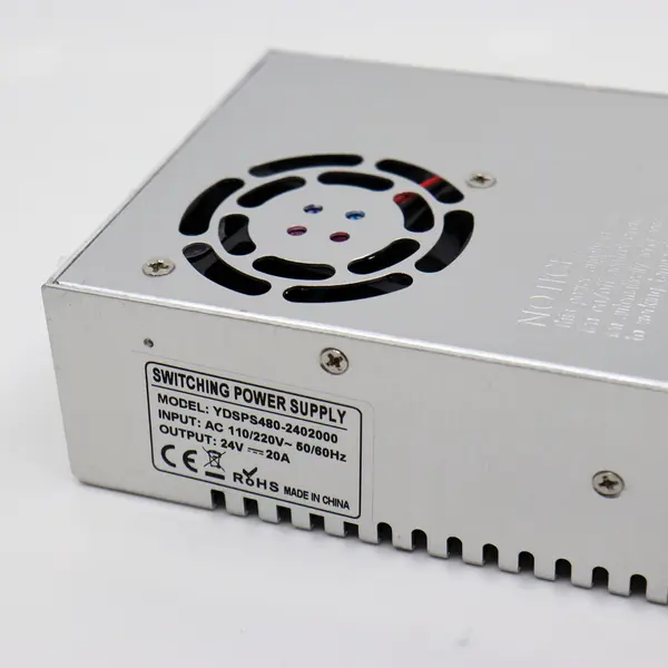 Sursă de alimentare în comutație 24V 20A, carcasă metalică perforată, 3 ieșiri YDS YDSPS480-2402000