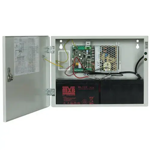 Sursa de alimentare pentru sisteme de detectie incendiu 24V/2.5A in cutie metalica Merawex ZSP100-2.5A-07, loc pentru 2 acumulatori 12V/9Ah, Tensiune de intrare: 100/230VAC