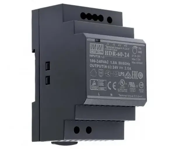 Sursa de alimentare ultra slim, 24V, 2.5A, montaj pe sina DIN, HDR-60-24