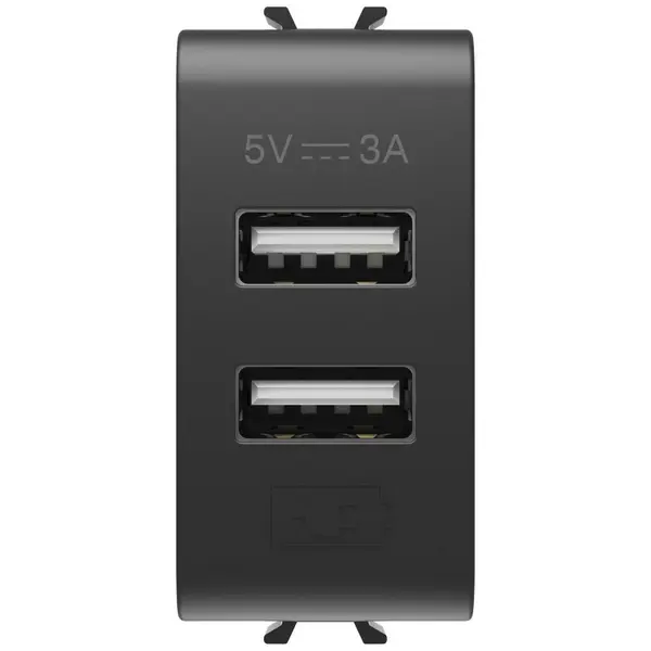 Sursa de alimentare usb tip A+A 3A 1 modul Gewiss Chorus GW12447, negru satin