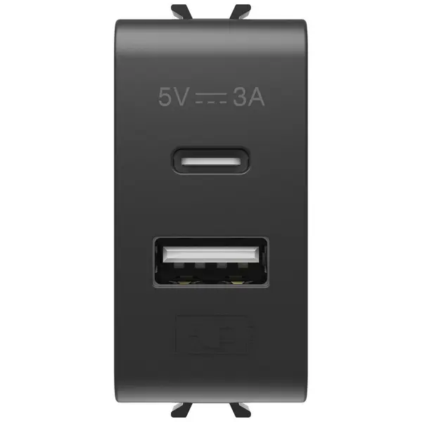 Sursa de alimentare usb tip A+C 3A 1 modul Gewiss Chorus GW12449, negru satin