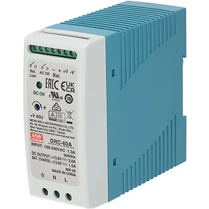 Sursa in comutatie cu back-up, 13.8V / 2.8A, monitorizare, sina DIN MeanWell DRC-60A