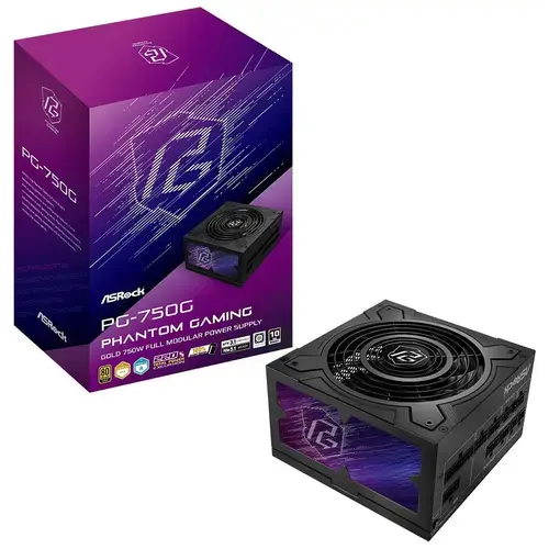 Sursa PC ASRock PG-750G, 750W, 80 PLUS GOLD / CYBENETICS PLATINUM, Phantom Gaming, Full Modulara, ATX 3.1, 13.5cm