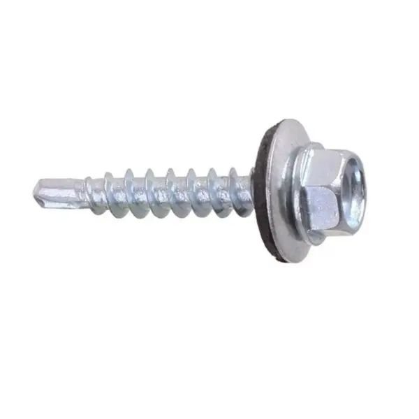 Surub Autoforant Cap Hex + Saiba Epdm 14mm, Otel, Zincat - 4.8 X 32 Ral 8004