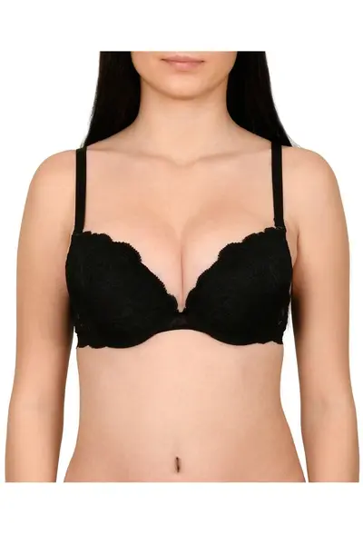 Sutien dantela, cupe buretate, Lemila, negru