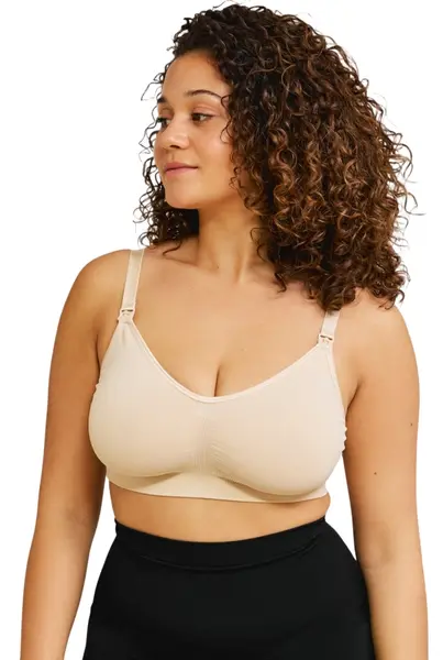 Sutien fără cusături pentru alăptare Carriwell - Original Maternity, mărimea XL, 2 buc, negru și bej