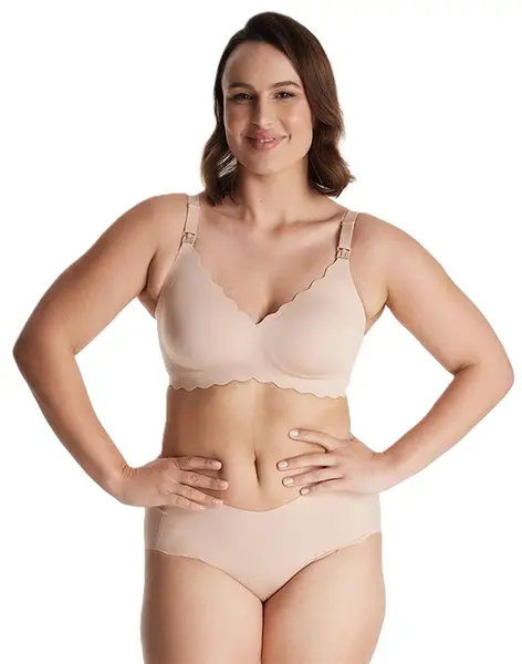 Sutien pentru gravide și alăptare Momcozy - YN46, mărimea L, Oyster Pink