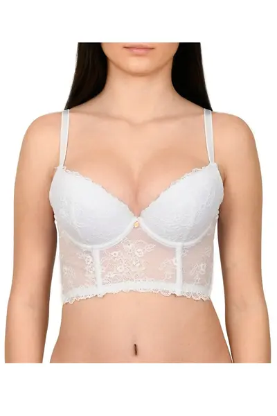 Sutien tip corset, din dantela, Lemila, alb