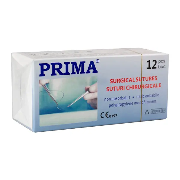 Sutura chirurgicala polipropilena PRIMA 75cm ac rotund 1/2 30cm USP 4/0