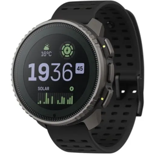 Suunto Ceas inteligent Solar Suunto Vertical, 1.4 inch, dispozitiv din Titan culoare Gri, Curea silicon Negru