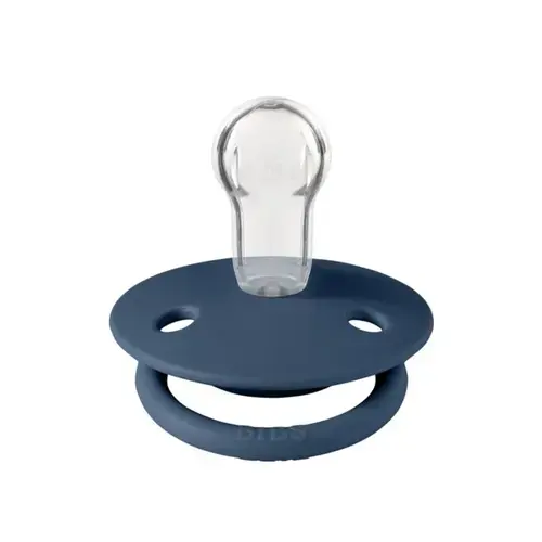 Suzeta De Lux Silicon, tetina rotunda, marime universala (0-3 ani) Steel Blue, BIBS
