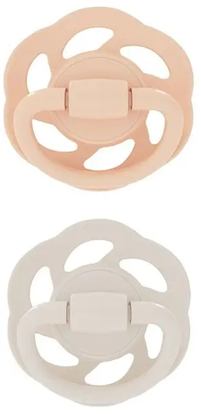 Suzetă din cauciuc NIP Green - Cherry, coral și bej, 0-2 m, 2 buc