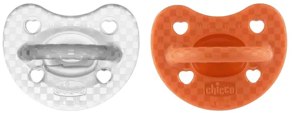 Suzetă din silicon Chicco - Soft Lux, 16-36 luni, pentru fete, 2 buc