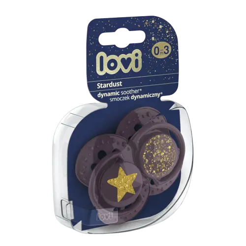 Suzeta din silicon Dynamic Stardust violet pentru 0-3 luni, 2 bucati, Lovi