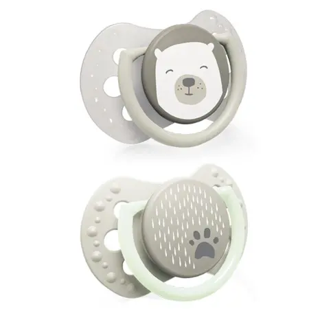 Suzeta din silicon Lovi Mini - Buddy bear, 0-2 luni, 2 bucati