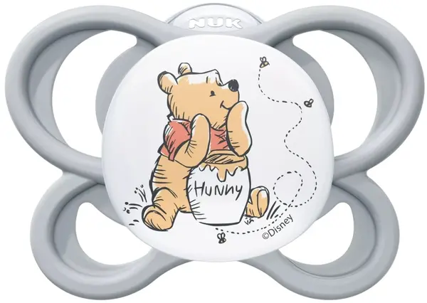 Suzetă din silicon NUK Perfect Match Air - 0-6 luni, Winnie the Pooh, gri