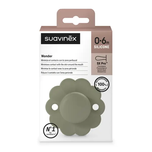 Suzeta fiziologica din silicon SX Pro Wonder, 0 - 6 luni, Verde, 1 buc, Suavinex