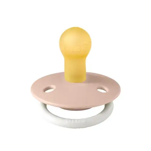 Suzeta fosforescenta De Lux Glow Latex, tetina rotunda, 0 luni + Blush, BIBS