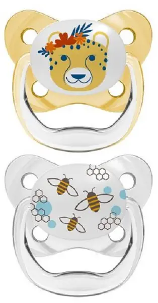 Suzetă ortodontică Dr. Brown's - PreVent, 6-18 luni, set de 2 bucăți, galbenă