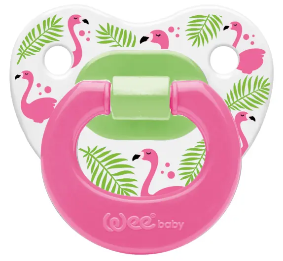 Suzetă ortodontică Wee Baby, 18+ luni, roz cu flamingo