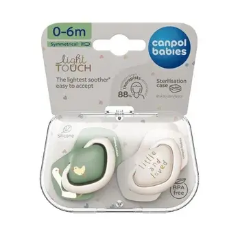 Suzeta simetrica din silicon 0-6 luni Goose 22/667 – 2 buc, Canpol Babies