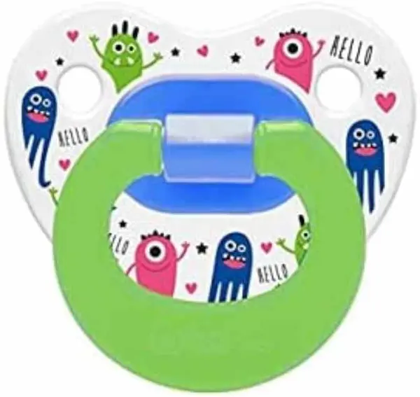 Suzetă Wee Baby - Patterned, 6-18 luni, verde cu monștri