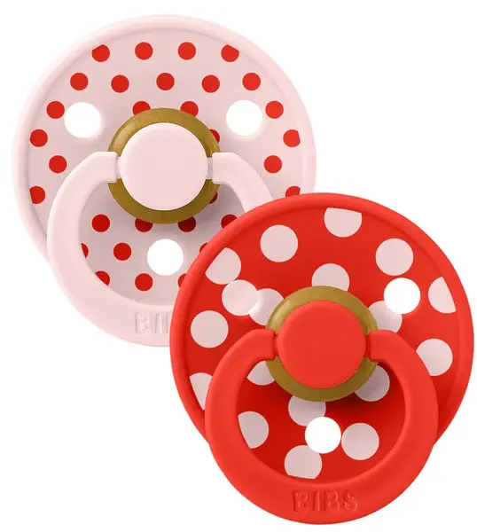 Suzete Bibs - Colour Studio Polka, 0-6 luni, 2 bucăți, Blossom/Candy Apple