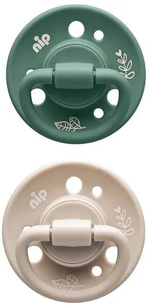 Suzete din cauciuc NIP Green - Cherry, verde și bej, 0-6 m, 2 bucăți