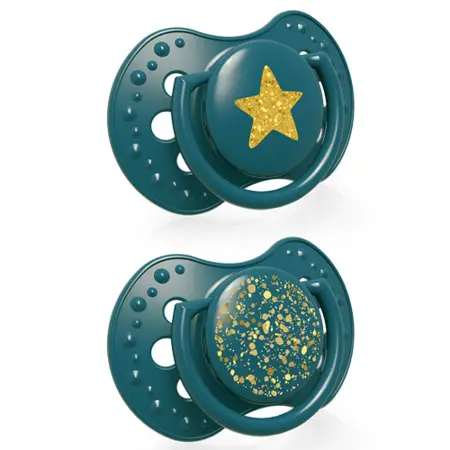Suzete din silicon Lovi - Stardust, 3-6 luni, 2 bucati, Verde
