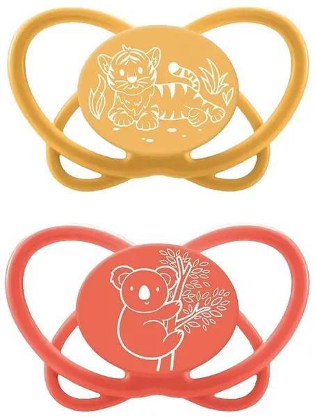 Suzete din silicon NIP Green - Tigru și koala, 16-32 m, 2 bucăți